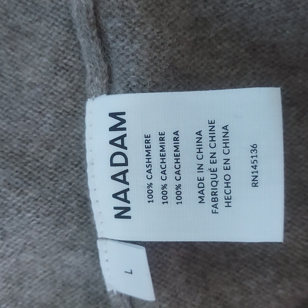 Naadam Mens 100% Cashmere Wool Classic Cardigan Heather Taupe Tan NWOT - Picture 4 of 5